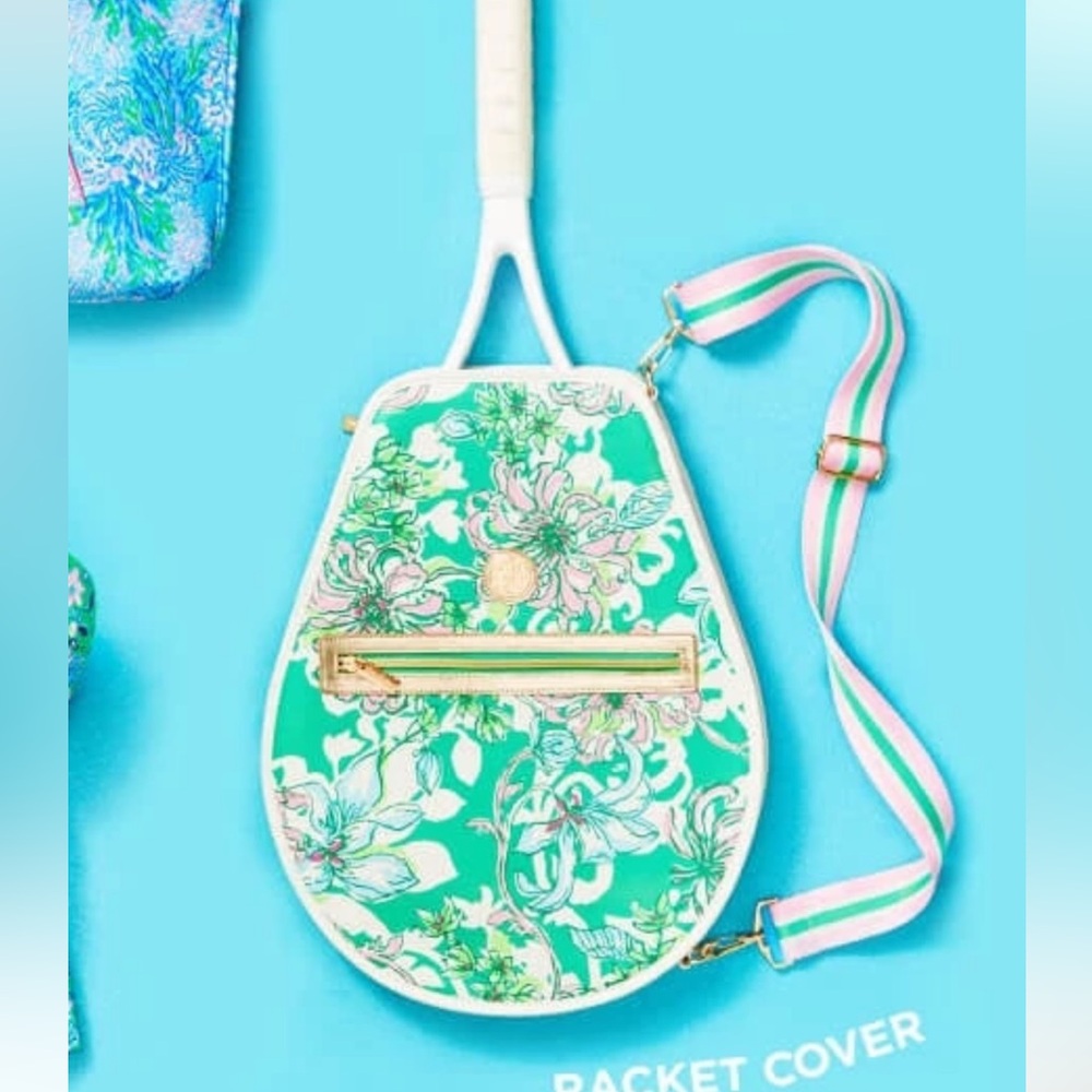Lilly Pulitzer green tennis racket cover new
